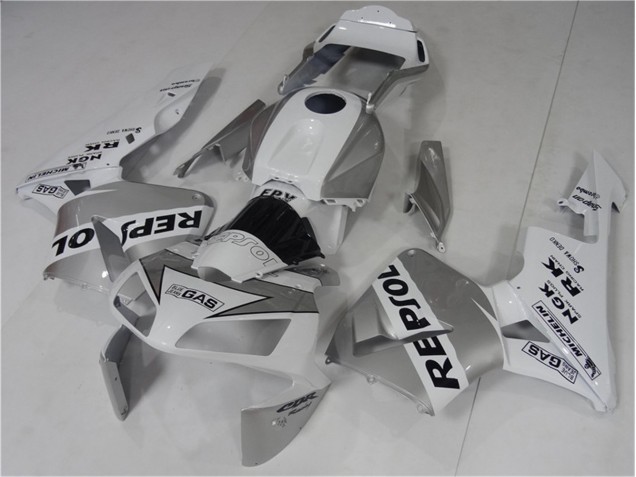 Silver Weiß Schwarz Repsol 03-04 Honda CBR600RR Motorrad Verkleidung Silver Weiß Schwarz Repsol 03-04 Honda CBR600RR Motorrad Verkleidung