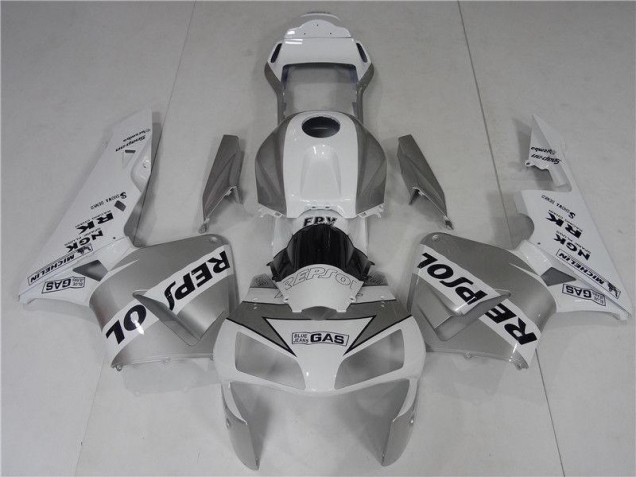 Silver Weiß Schwarz Repsol 03-04 Honda CBR600RR Motorrad Verkleidung Silver Weiß Schwarz Repsol 03-04 Honda CBR600RR Motorrad Verkleidung