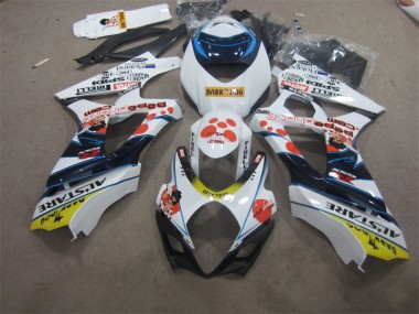 Weiß Blau Dunkel Hund 07-08 Suzuki GSXR 1000 Motorrad Verkleidung