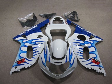 Weiß Blau Flamme 01-03 Suzuki GSXR 750 Motorrad Verkleidung