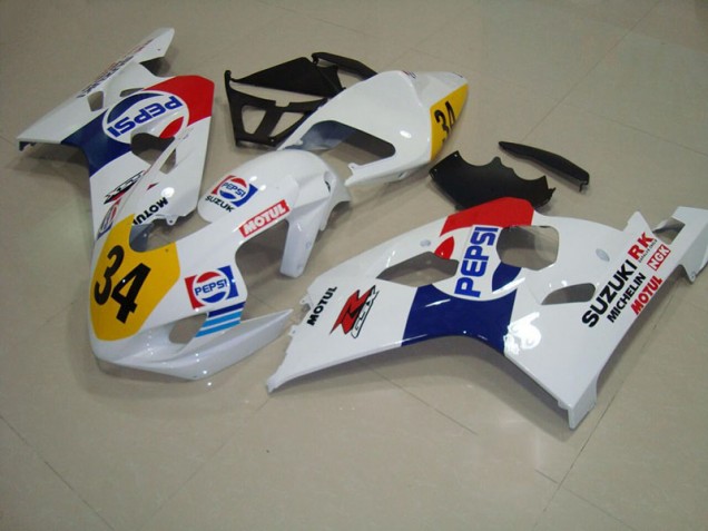 Weiß Blau Pepsi 34 04-05 Suzuki GSXR 750 Motorrad Verkleidung Weiß Blau Pepsi 34 04-05 Suzuki GSXR 750 Motorrad Verkleidung