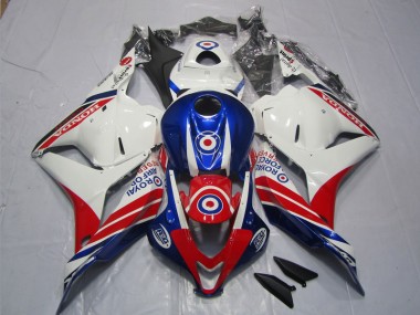 Weiß Blau Rot 09-12 Honda CBR600RR Motorrad Verkleidung