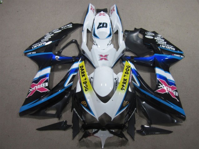 Weiß Dunkel Hund 07 08-10 Suzuki GSXR 600 Motorrad Verkleidung Weiß Dunkel Hund 07 08-10 Suzuki GSXR 600 Motorrad Verkleidung