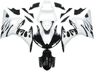 Weiß Flamme Schwarz 03-05 Yamaha YZF R6 Motorrad Verkleidung
