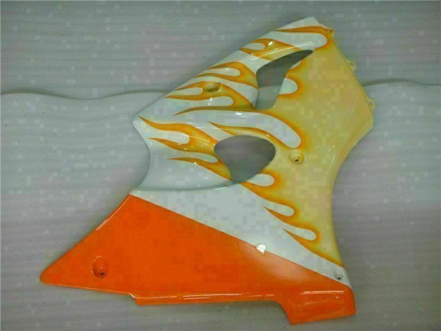 Weiß Gelb Flamme 00-02 Kawasaki ZX6R Motorrad Verkleidung Weiß Gelb Flamme 00-02 Kawasaki ZX6R Motorrad Verkleidung