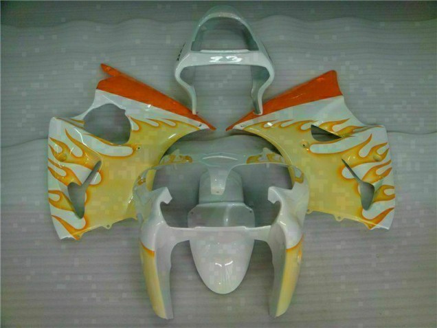 Weiß Gelb Flamme 00-02 Kawasaki ZX6R Motorrad Verkleidung Weiß Gelb Flamme 00-02 Kawasaki ZX6R Motorrad Verkleidung
