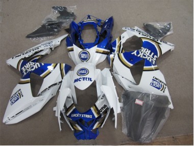 Weiß Lucky Strike Blau Motul 09-16 Suzuki GSXR 1000 Motorrad Verkleidung