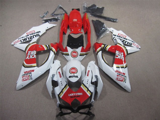 Weiß Lucky Strike Rot Motul 08-10 Suzuki GSXR 600 Motorrad Verkleidung Weiß Lucky Strike Rot Motul 08-10 Suzuki GSXR 600 Motorrad Verkleidung