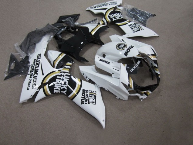 Weiß Lucky Strike Schwarz Motul 11-21 Suzuki GSXR 750 Motorrad Verkleidung Weiß Lucky Strike Schwarz Motul 11-21 Suzuki GSXR 750 Motorrad Verkleidung