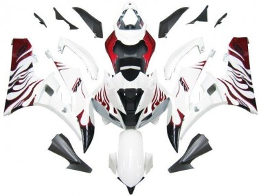 Weiß Rot Flamme 06-07 Yamaha YZF R6 Motorrad Verkleidung