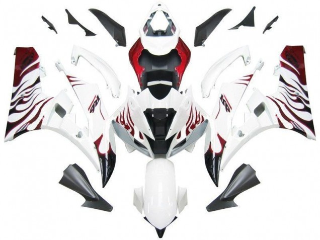 Weiß Rot Flamme 06-07 Yamaha YZF R6 Motorrad Verkleidung Weiß Rot Flamme 06-07 Yamaha YZF R6 Motorrad Verkleidung