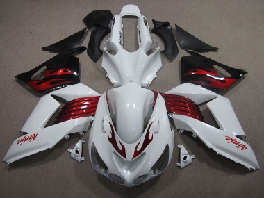 Weiß Rot Ninja 06-11 Kawasaki ZX14R ZZR1400 Motorrad Verkleidung