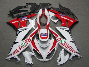 Weiß Rot Rapid 09-12 Kawasaki ZX6R Motorrad Verkleidung