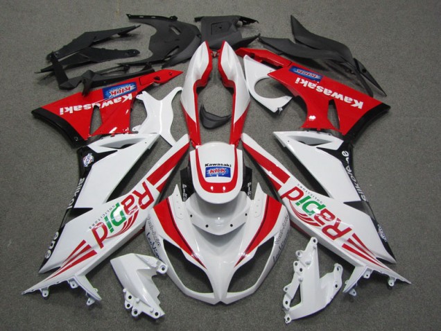 Weiß Rot Rapid 09-12 Kawasaki ZX6R Motorrad Verkleidung Weiß Rot Rapid 09-12 Kawasaki ZX6R Motorrad Verkleidung