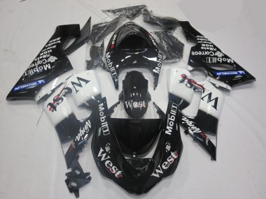Weiß Schwarz 05-06 Kawasaki ZX6R Motorrad Verkleidungen