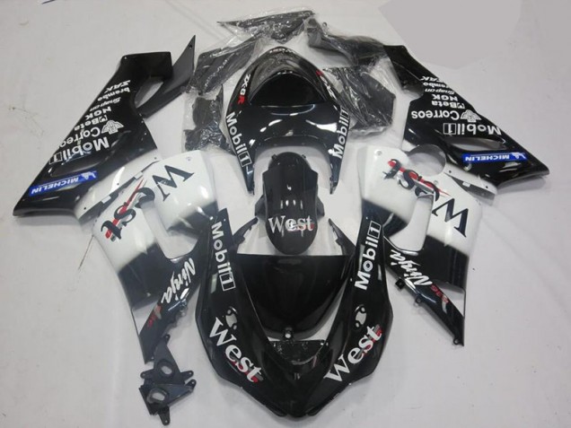 Weiß Schwarz 05-06 Kawasaki ZX6R Motorrad Verkleidungen Weiß Schwarz 05-06 Kawasaki ZX6R Motorrad Verkleidungen