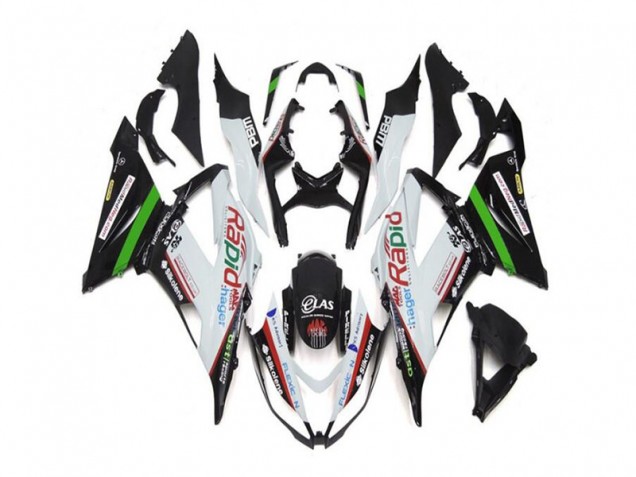 Weiß Schwarz 13-18 Kawasaki ZX6R Motorrad Verkleidung Weiß Schwarz 13-18 Kawasaki ZX6R Motorrad Verkleidung
