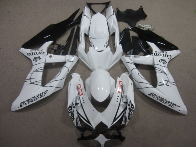 Weiß Schwarz Corona Extra Motul 08-10 Suzuki GSXR 600 Motorrad Verkleidung Weiß Schwarz Corona Extra Motul 08-10 Suzuki GSXR 600 Motorrad Verkleidung