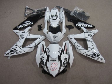 Weiß Schwarz Corona Extra Motul 8 08-10 Suzuki GSXR 600 Motorrad Verkleidung