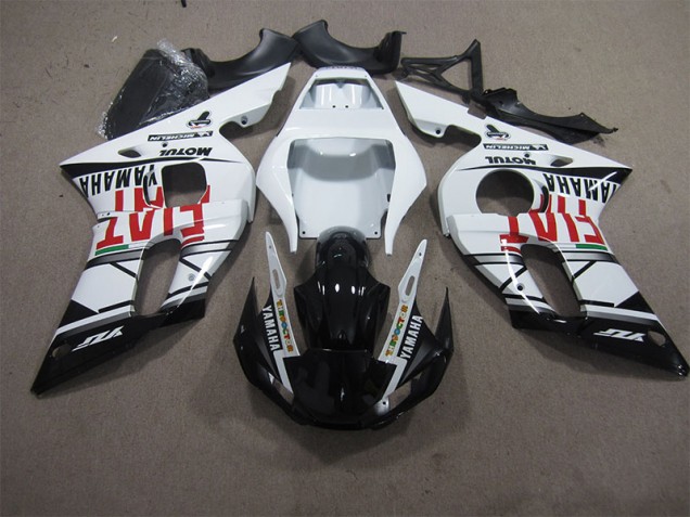Weiß Schwarz Fiat 98-02 Yamaha YZF R6 Motorrad Verkleidung Weiß Schwarz Fiat 98-02 Yamaha YZF R6 Motorrad Verkleidung
