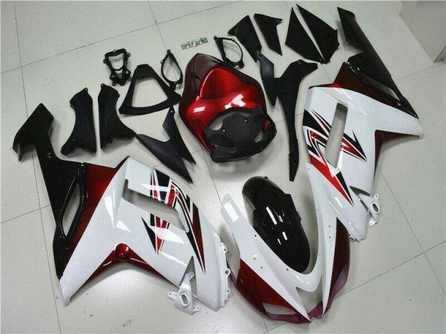 Weiß Schwarz Rot 07-08 Kawasaki ZX6R Motorrad Verkleidung Weiß Schwarz Rot 07-08 Kawasaki ZX6R Motorrad Verkleidung