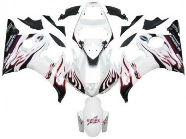 Weiß Schwarz Rot Flamme 03-05 Yamaha YZF R6 Motorrad Verkleidung