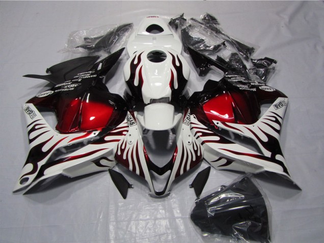 Weiß Schwarz Rot Flamme 09-12 Honda CBR600RR Motorrad Verkleidung Weiß Schwarz Rot Flamme 09-12 Honda CBR600RR Motorrad Verkleidung
