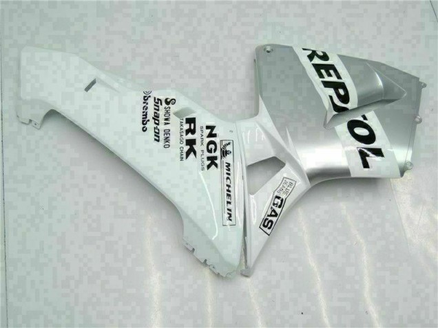Weiß Silber Repsol 03-04 Honda CBR600RR Motorrad Verkleidung Weiß Silber Repsol 03-04 Honda CBR600RR Motorrad Verkleidung