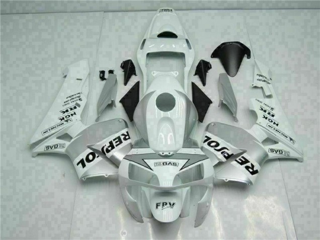 Weiß Silber Repsol 03-04 Honda CBR600RR Motorrad Verkleidung Weiß Silber Repsol 03-04 Honda CBR600RR Motorrad Verkleidung