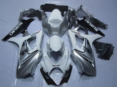 Weiß Silber Schwarz 07-08 Suzuki GSXR 1000 Motorrad Verkleidung