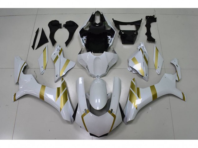 Weiß mit Gold Aufkleber 15-19 Yamaha YZF R1 Motorrad Verkleidung Weiß mit Gold Aufkleber 15-19 Yamaha YZF R1 Motorrad Verkleidung